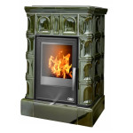 Kachlová kamna ABX Britania s výměníkem, kachlový sokl zelená